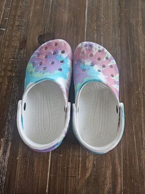 Women's Tie-Dye Clog Shoes - Pastel Pink, Blue & Purple